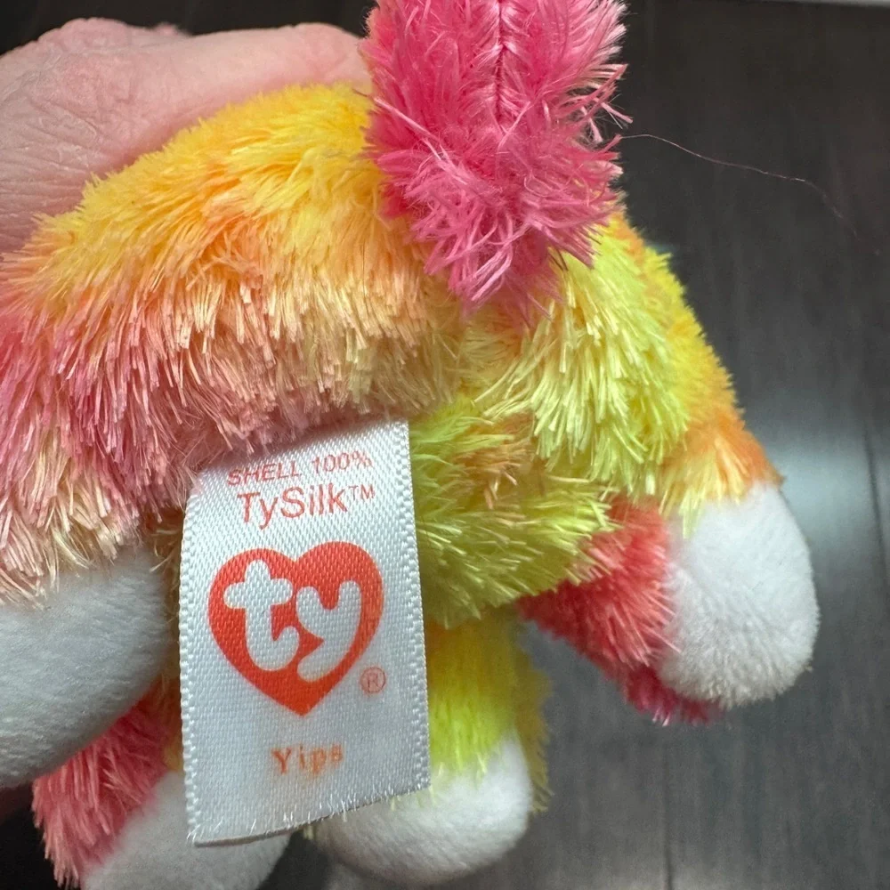 Ty Silk Yips Multicolor Pink Yellow Gold Plush Fox Unicorn Stuffed Animal Girls